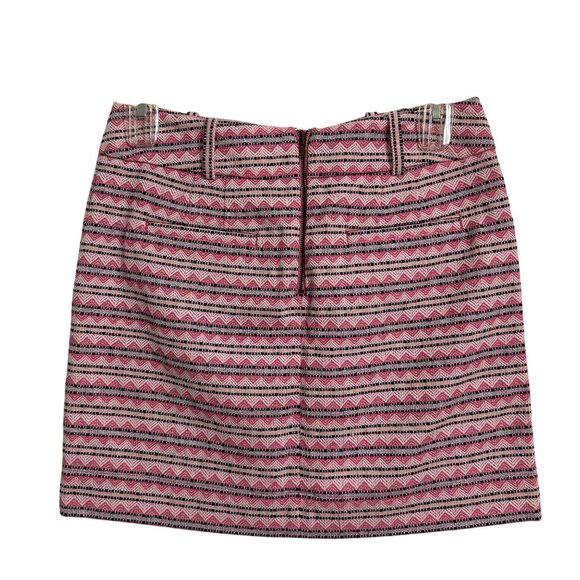 LOFT Womens Pink & Black Chevron Striped Jacquard Mini Skirt SZ 8 Preppy Y2K - Picture 2 of 5